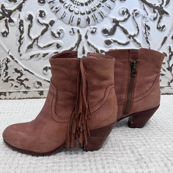 Sam Edelman Louie Fringe Brown Western Booties - Picture 5 of 8